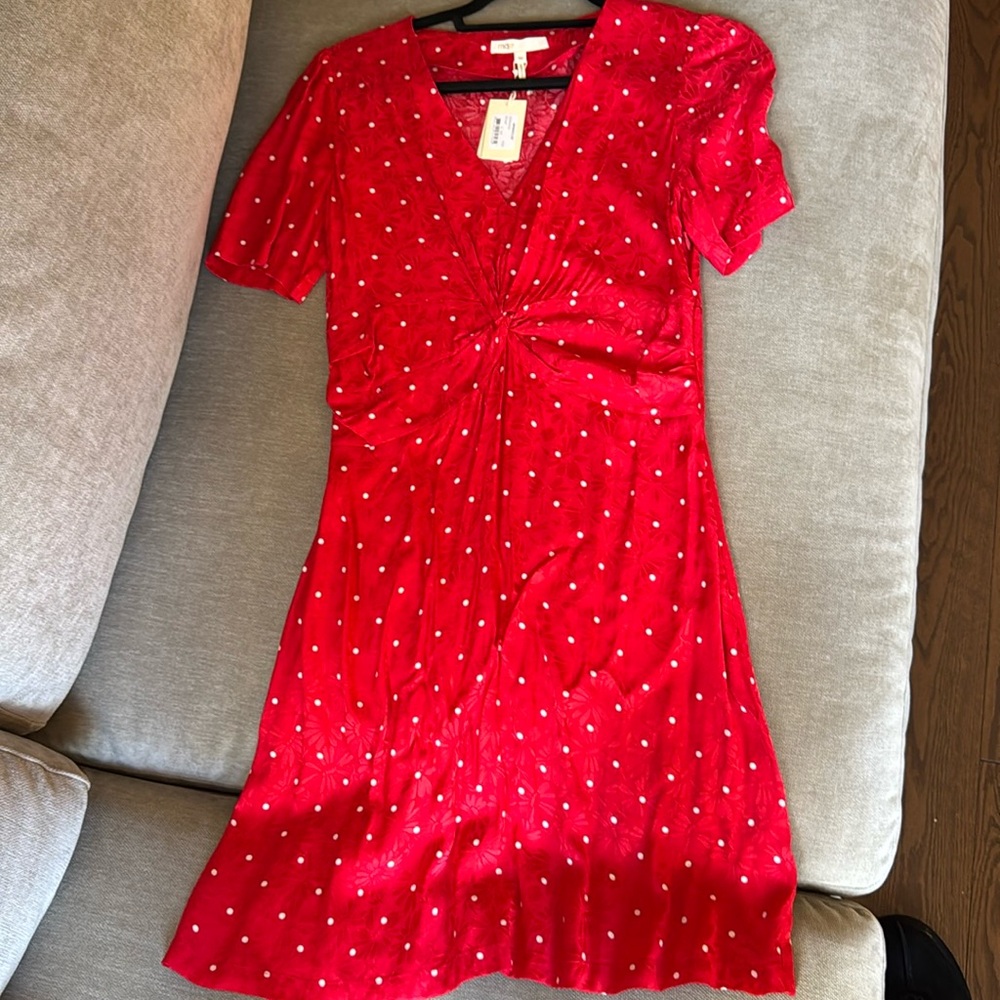 Maje dress size 36 (French sizing) - red polka dot with very light flower print